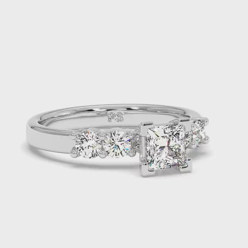 1.10-3.60 CT Round &amp; Princess Cut Lab Grown Diamonds - Engagement Ring