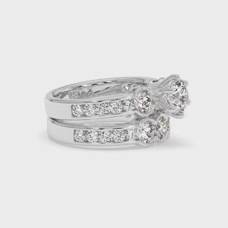 2.45-4.95 CT Round Cut Lab Grown Diamonds - Bridal Set