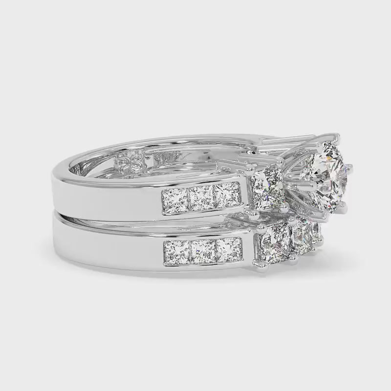 2.30-3.45 CT Princess Cut Diamonds - Bridal Set