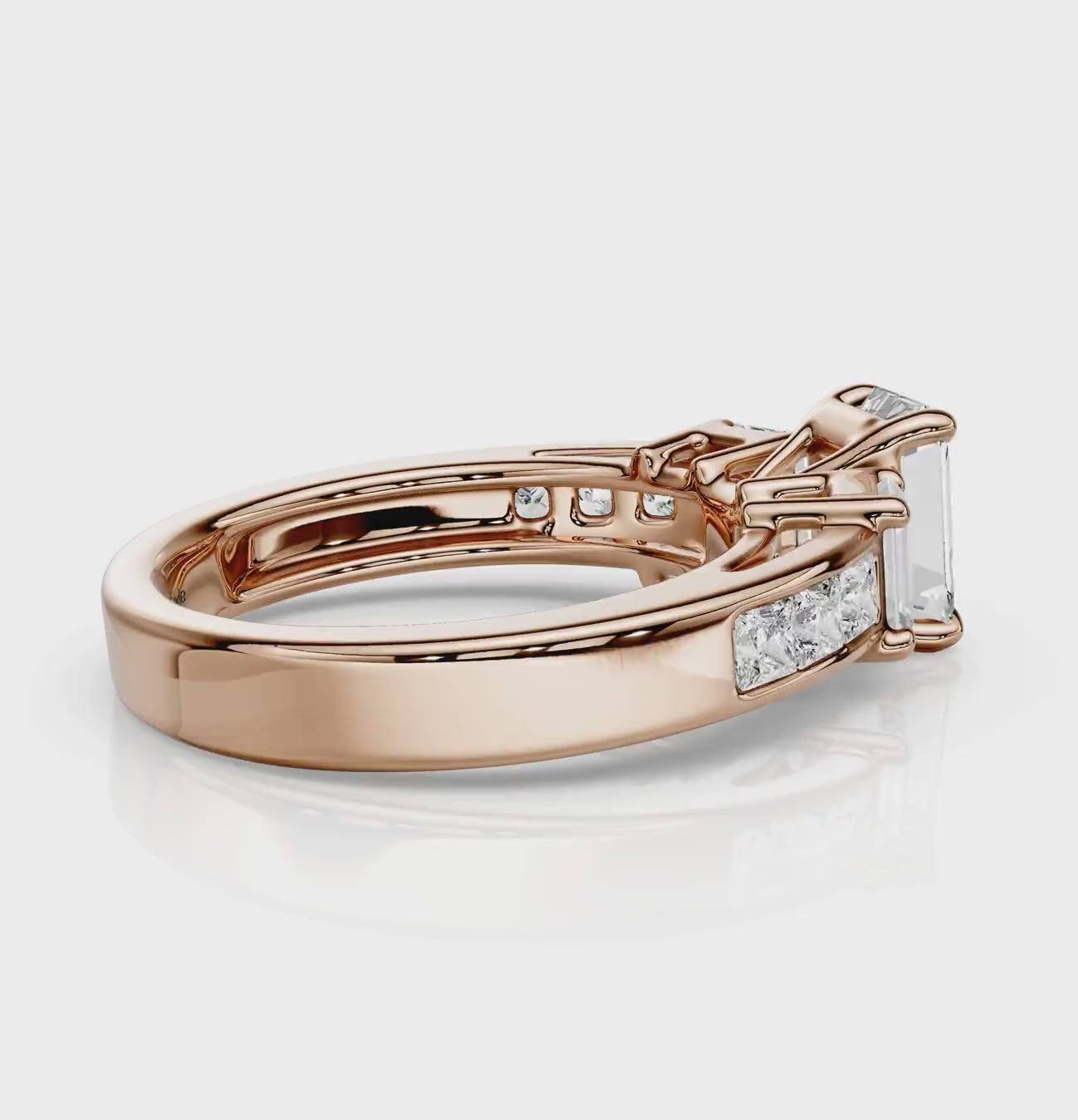 1.55-2.70 CT Emerald &amp; Princess Cut Natural Diamonds - Engagement Ring