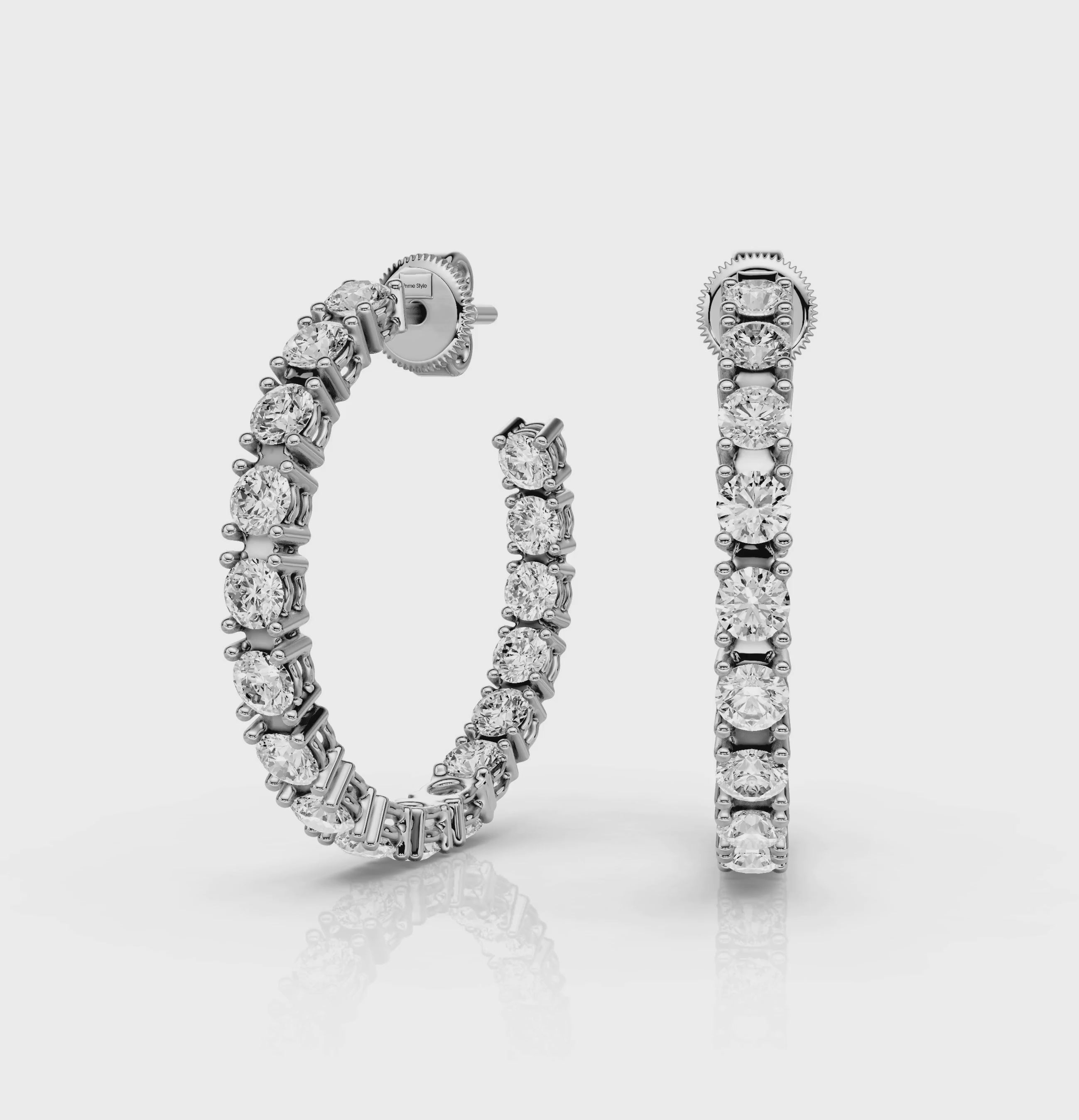 3.25 CT Round Cut Diamonds - Hoop And Drop And Earrings