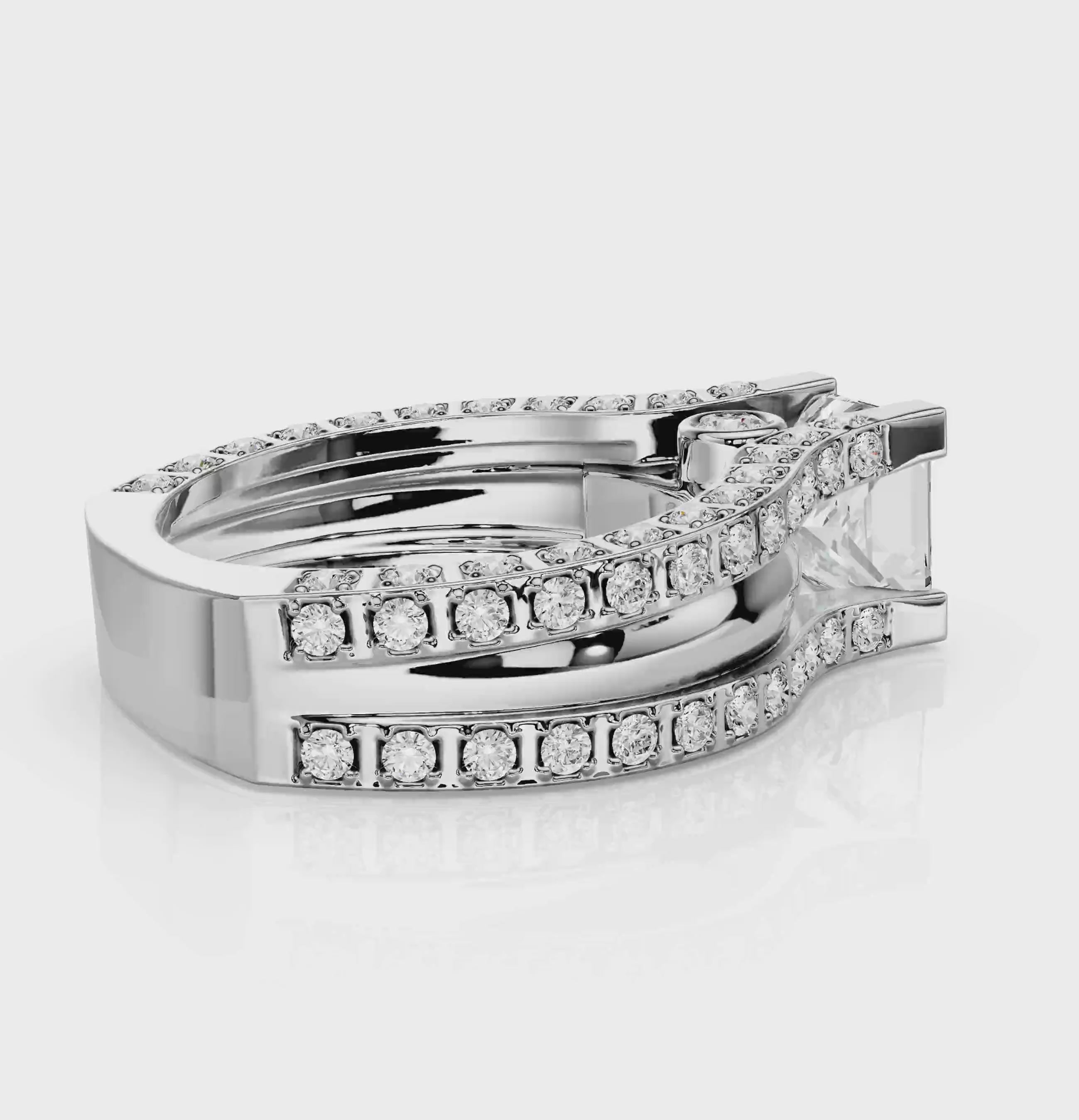 1.45-2.60 CT Princess &amp; Round Cut Natural Diamonds - Engagement Ring