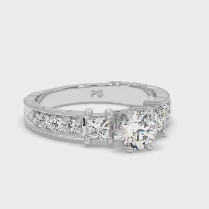 1.20-3.70 CT Round &amp; Princess Cut Lab Grown Diamonds - Engagement Ring