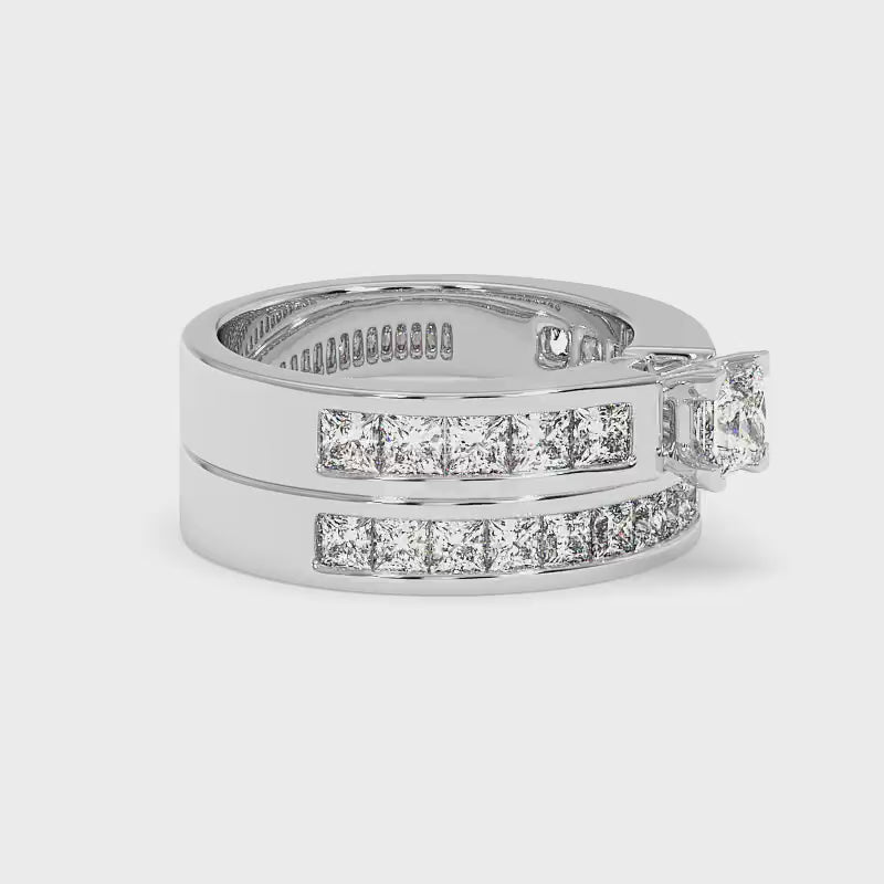 2.15-3.30 CT Princess Cut Diamonds - Bridal Set