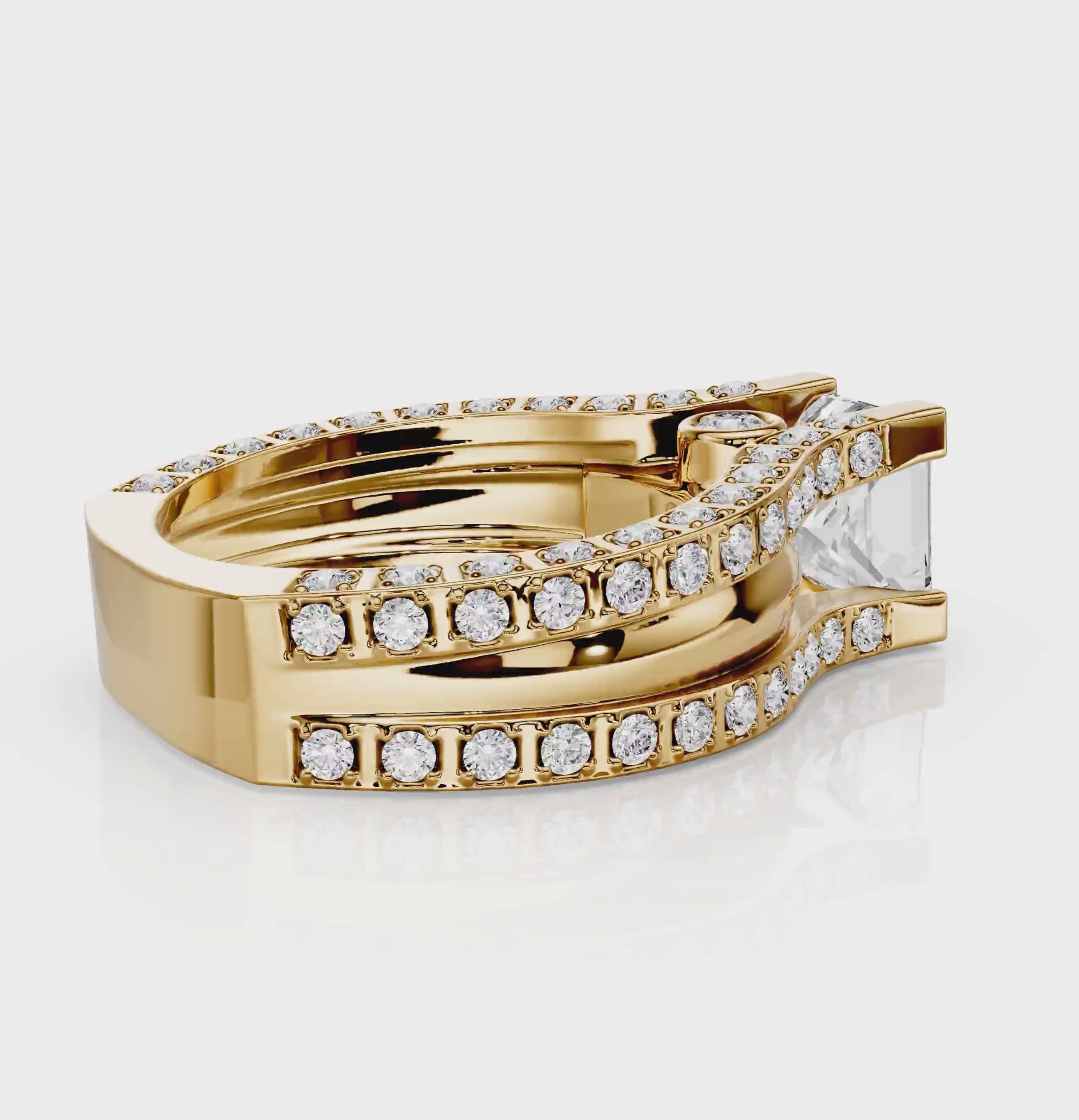 1.45-2.60 CT Princess &amp; Round Cut Natural Diamonds - Engagement Ring