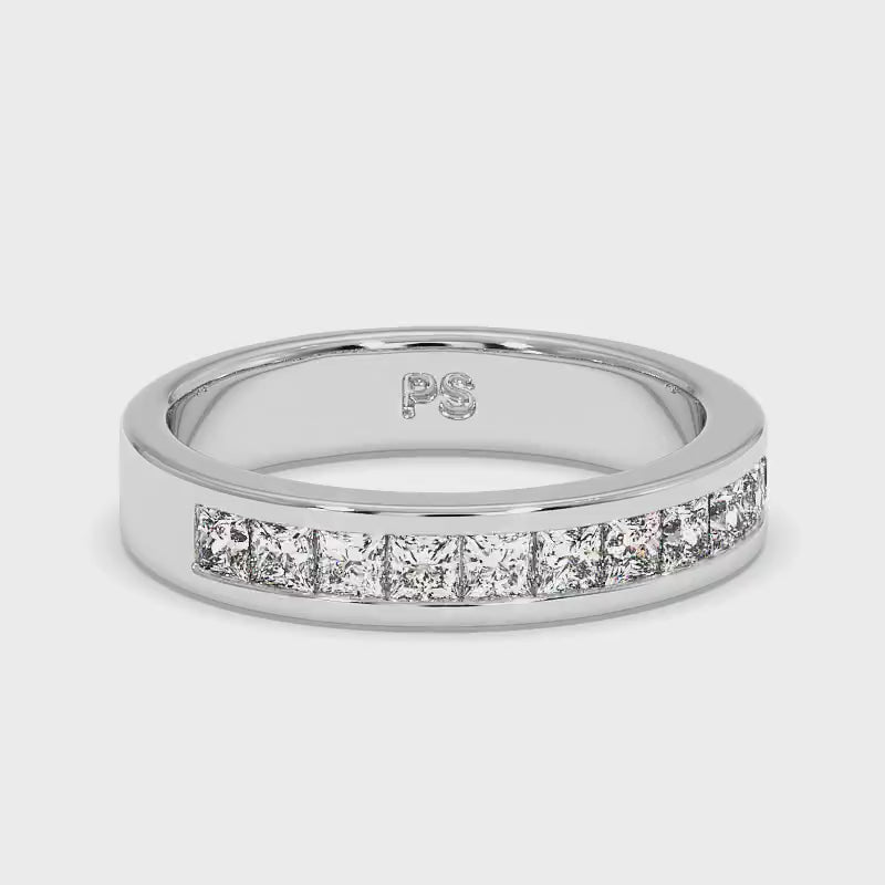 1.10 CT Princess Cut Lab Grown Diamonds - Wedding Band