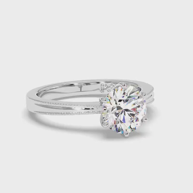 0.50-3.00 CT Round Cut Lab Grown Diamonds - Solitaire Ring