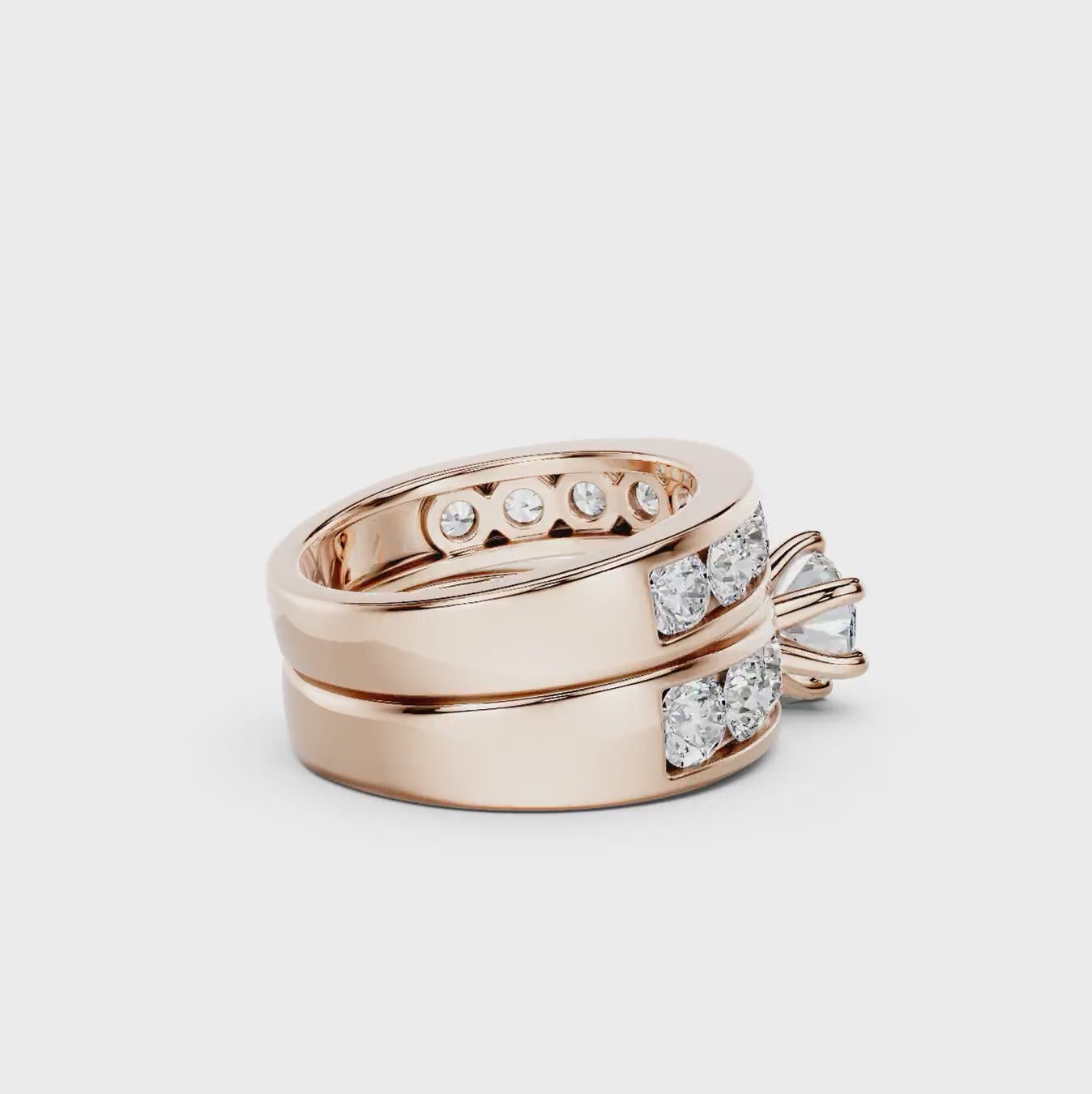 3.35-8.85 CT Round Cut Diamonds - Bridal Set