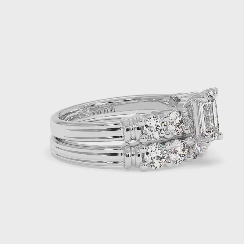 1.90-4.40 CT Round &amp; Emerald Cut Lab Grown Diamonds - Bridal Set