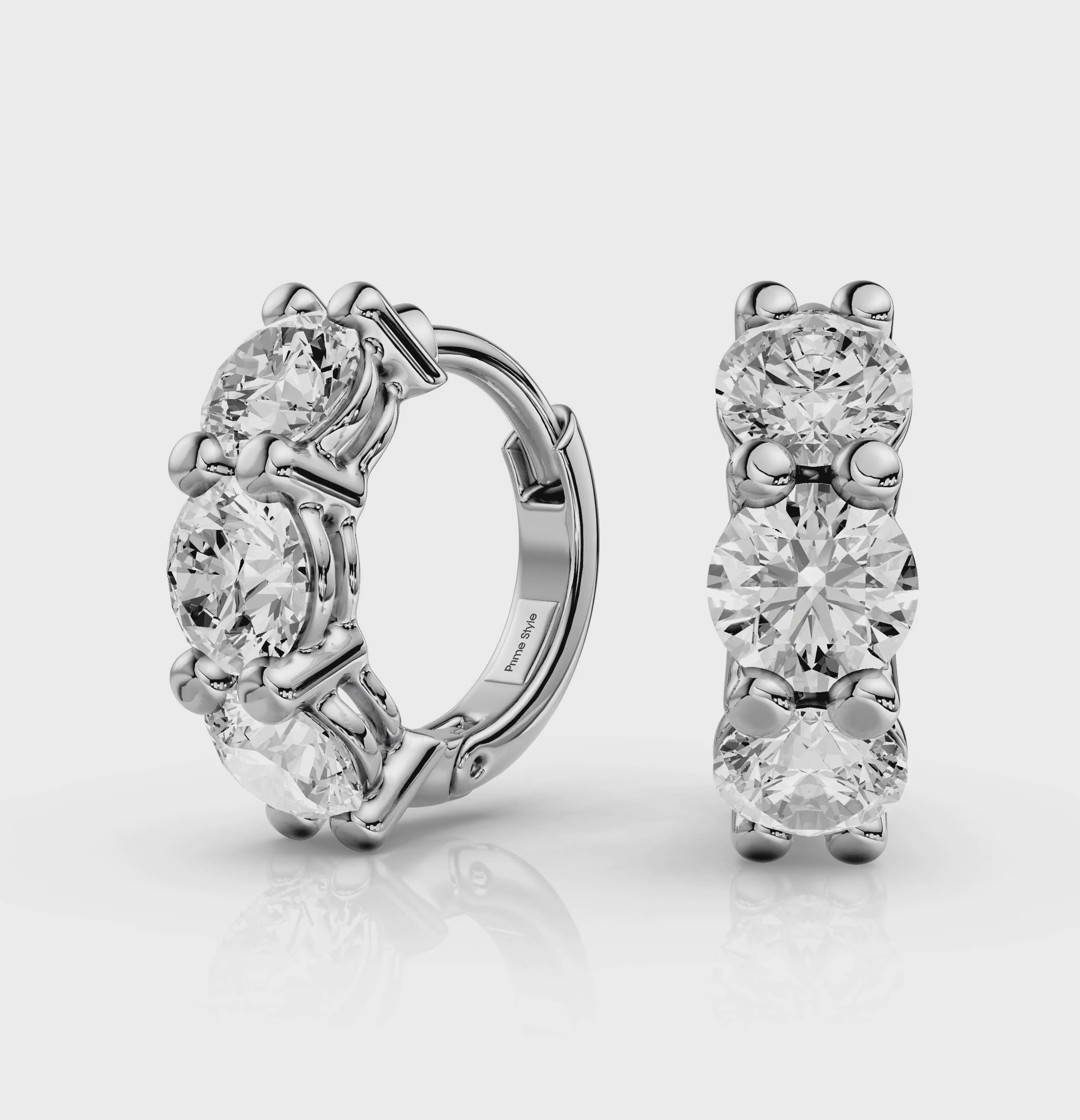 1.30 CT Round Cut Diamonds - Hoop And Drop And Earrings