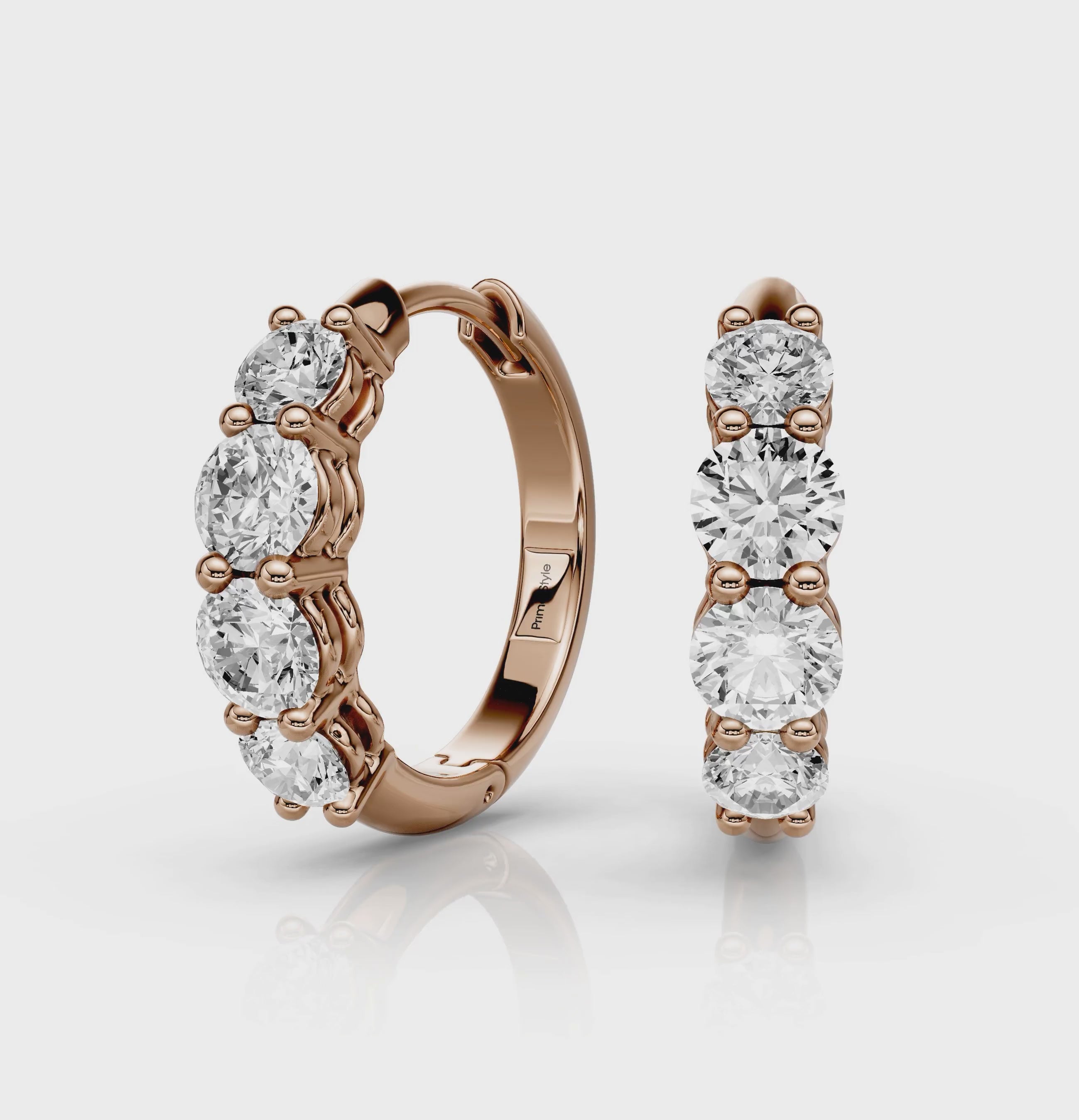 1.60 CT Round Cut Diamonds - Hoop And Drop And Earrings