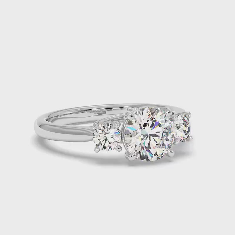 0.95-3.45 CT Round Cut Lab Grown Diamonds - Three Stone Ring