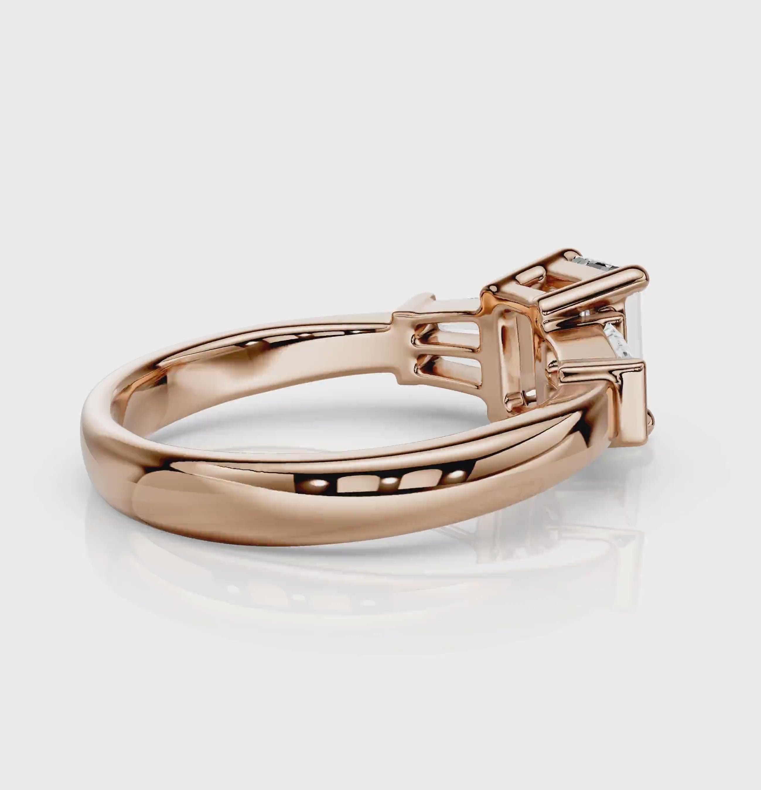 0.75-1.90 CT Emerald &amp; Taper Cut Natural Diamonds - Engagement Ring