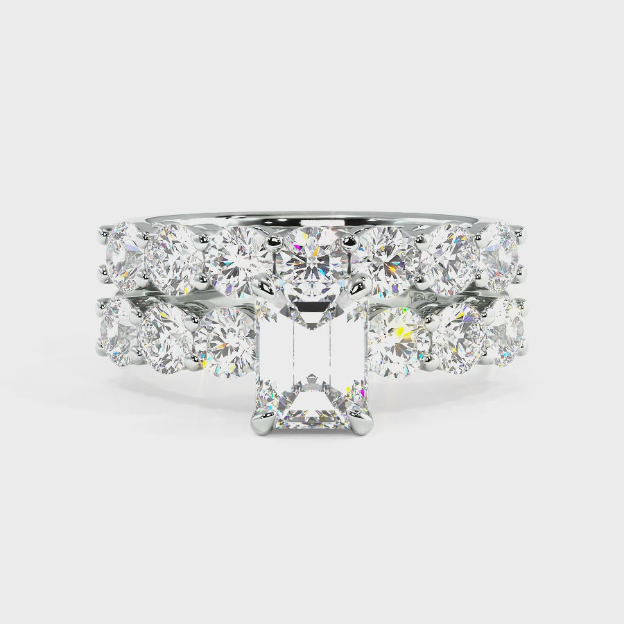 2.65-5.15 CT Round &amp; Emerald Cut Lab Grown Diamonds - Bridal Set
