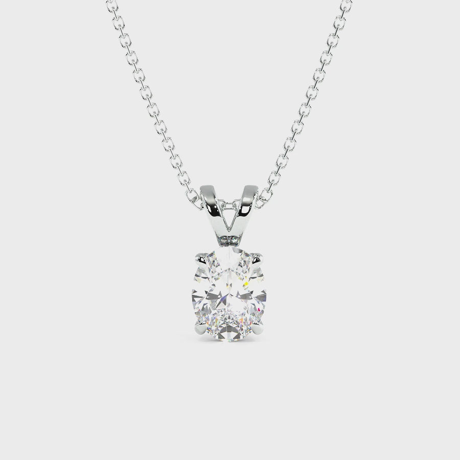 0.50-3.00 CT Oval Cut Lab Grown Diamonds - Solitaire Pendant