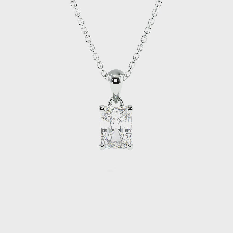 0.50-3.00 CT Radiant Cut Lab Grown Diamonds - Solitaire Pendant