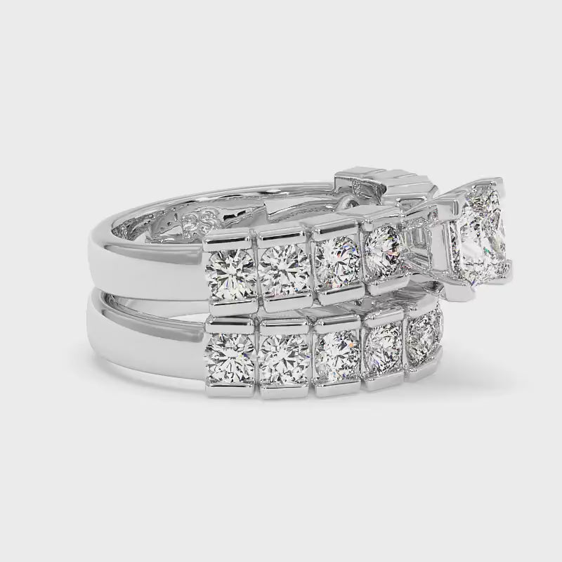 2.75-5.25 CT Round &amp; Princess Cut Lab Grown Diamonds - Bridal Set