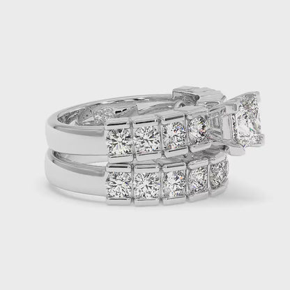 2.75-5.25 CT Round &amp; Princess Cut Lab Grown Diamonds - Bridal Set