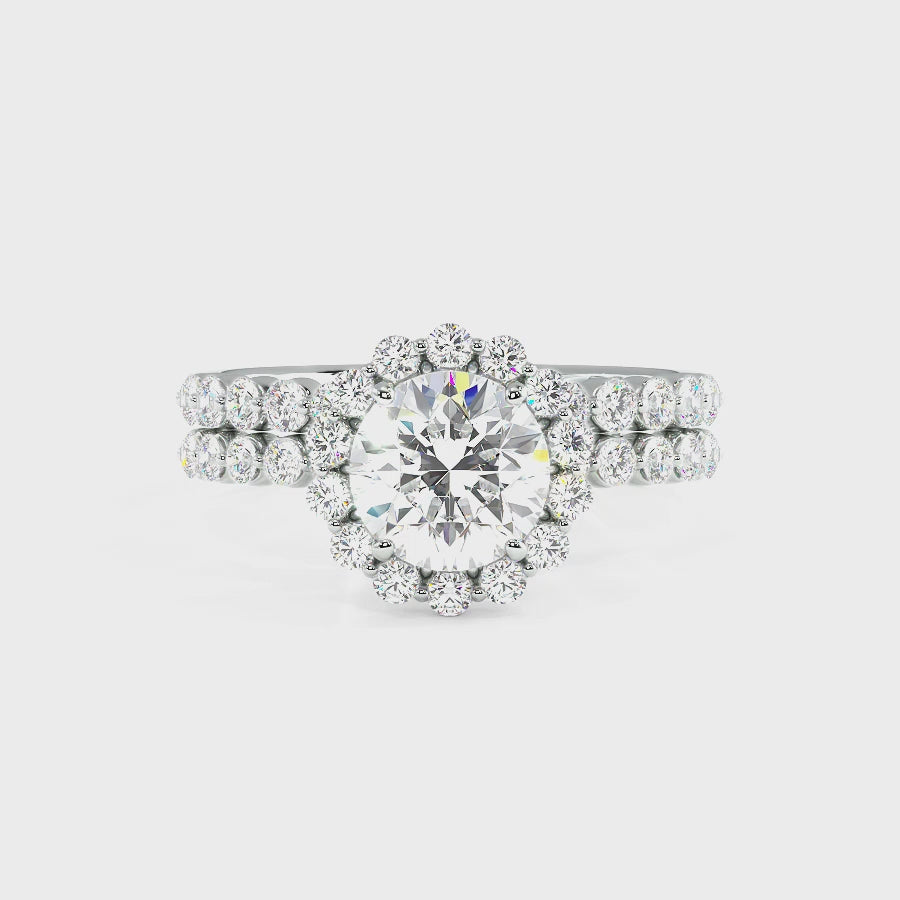 1.30-3.80 CT Round Cut Lab Grown Diamonds - Bridal Set