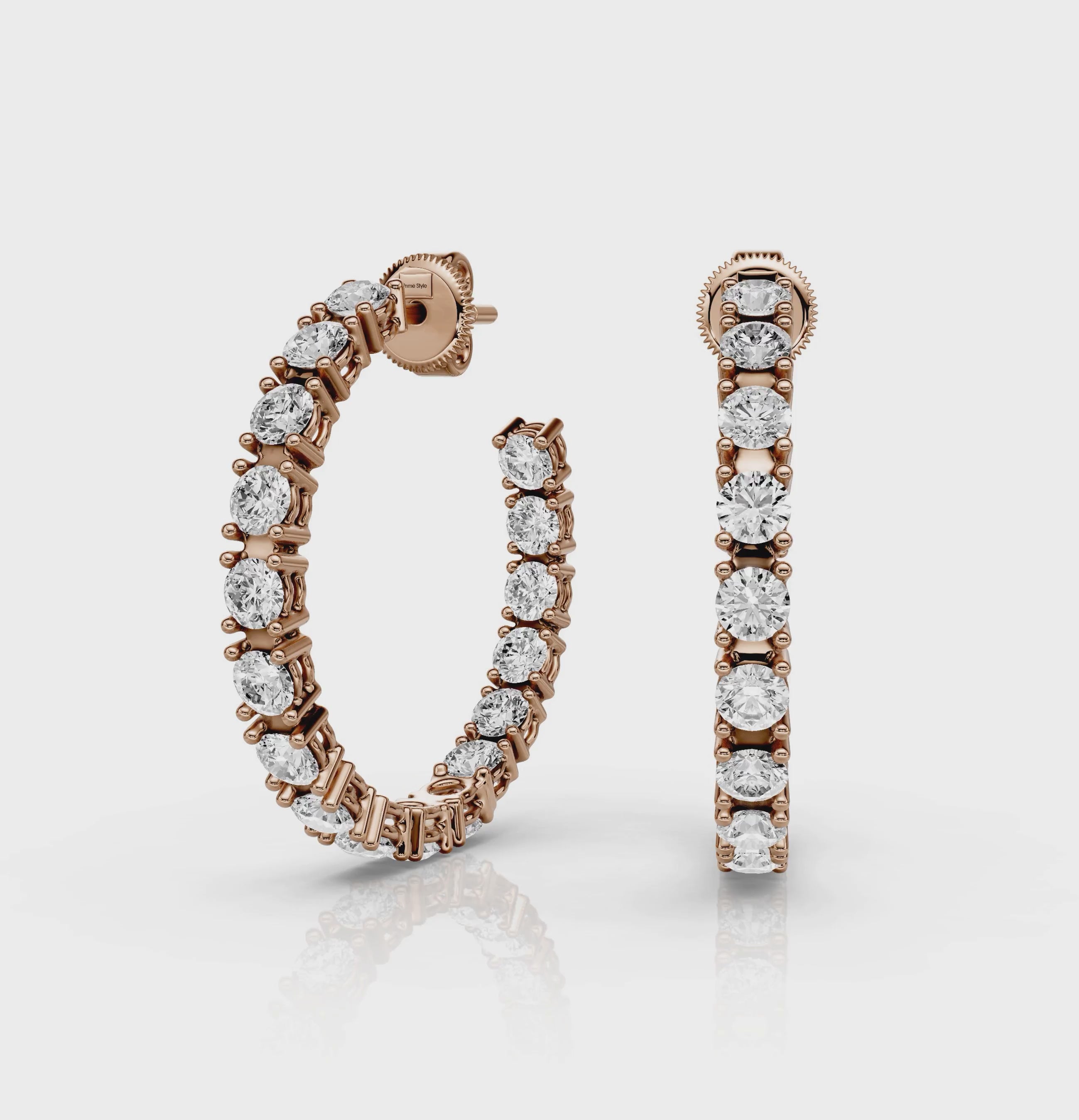 3.25 CT Round Cut Natural Diamonds - Hoop And Drop And Earrings