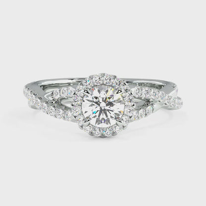 Affordable 1.00 CT Round cut Diamond Engagement Ring in 14KT White Gold