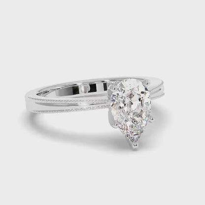 0.50-3.00 CT Pear Cut Lab Grown Diamonds - Solitaire Ring