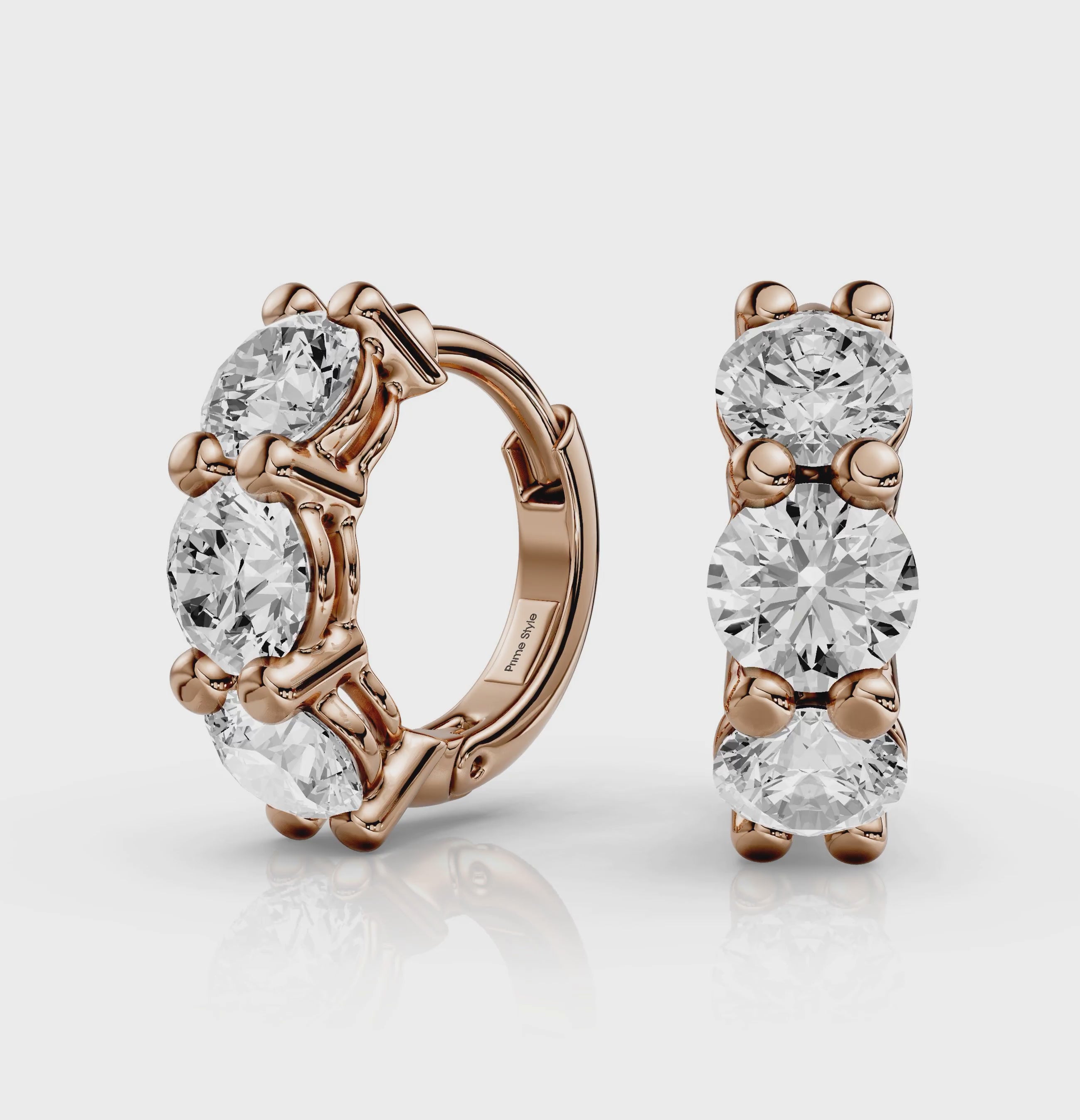 1.30 CT Round Cut Natural Diamonds - Hoop And Drop And Earrings