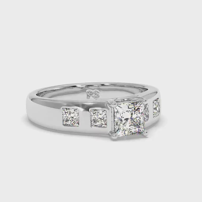 1.00-3.50 CT Princess Cut Lab Grown Diamonds - Engagement Ring