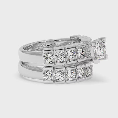 2.60-3.75 CT Round &amp; Princess Cut Diamonds - Bridal Set