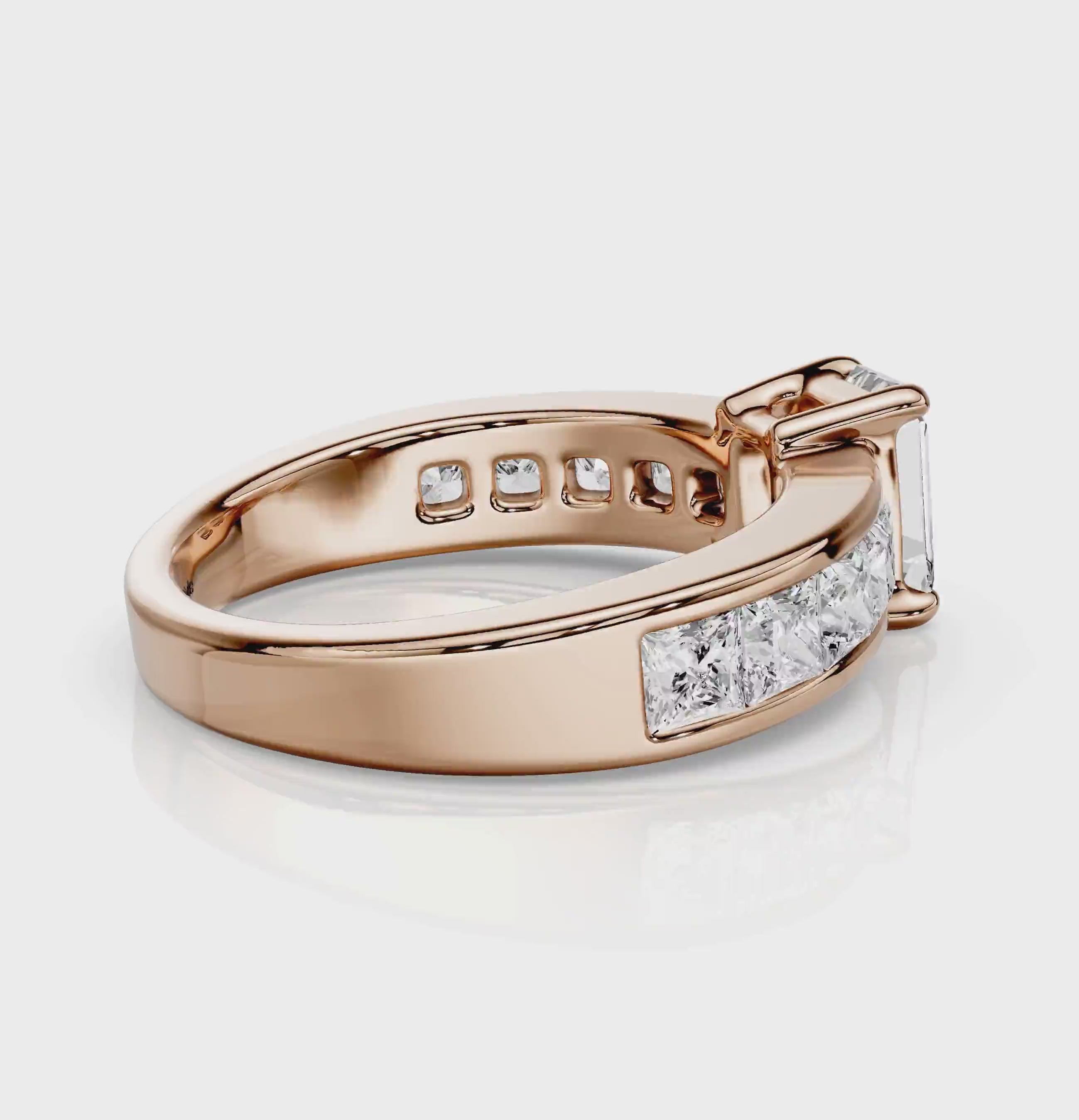 1.85-3.00 CT Emerald &amp; Princess Cut Natural Diamonds - Engagement Ring