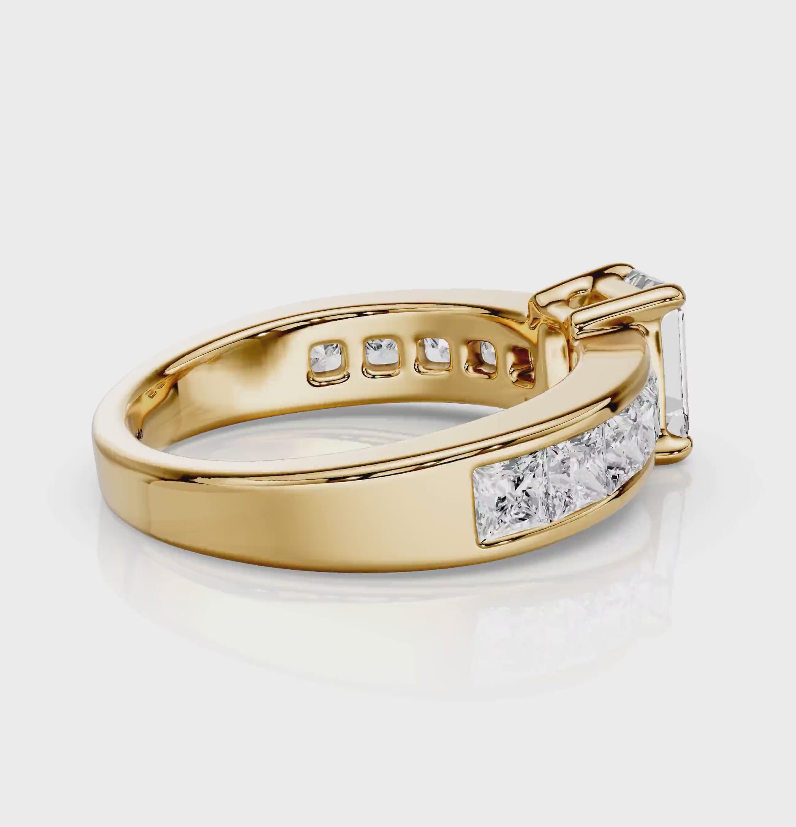 1.85-3.00 CT Emerald &amp; Princess Cut Natural Diamonds - Engagement Ring