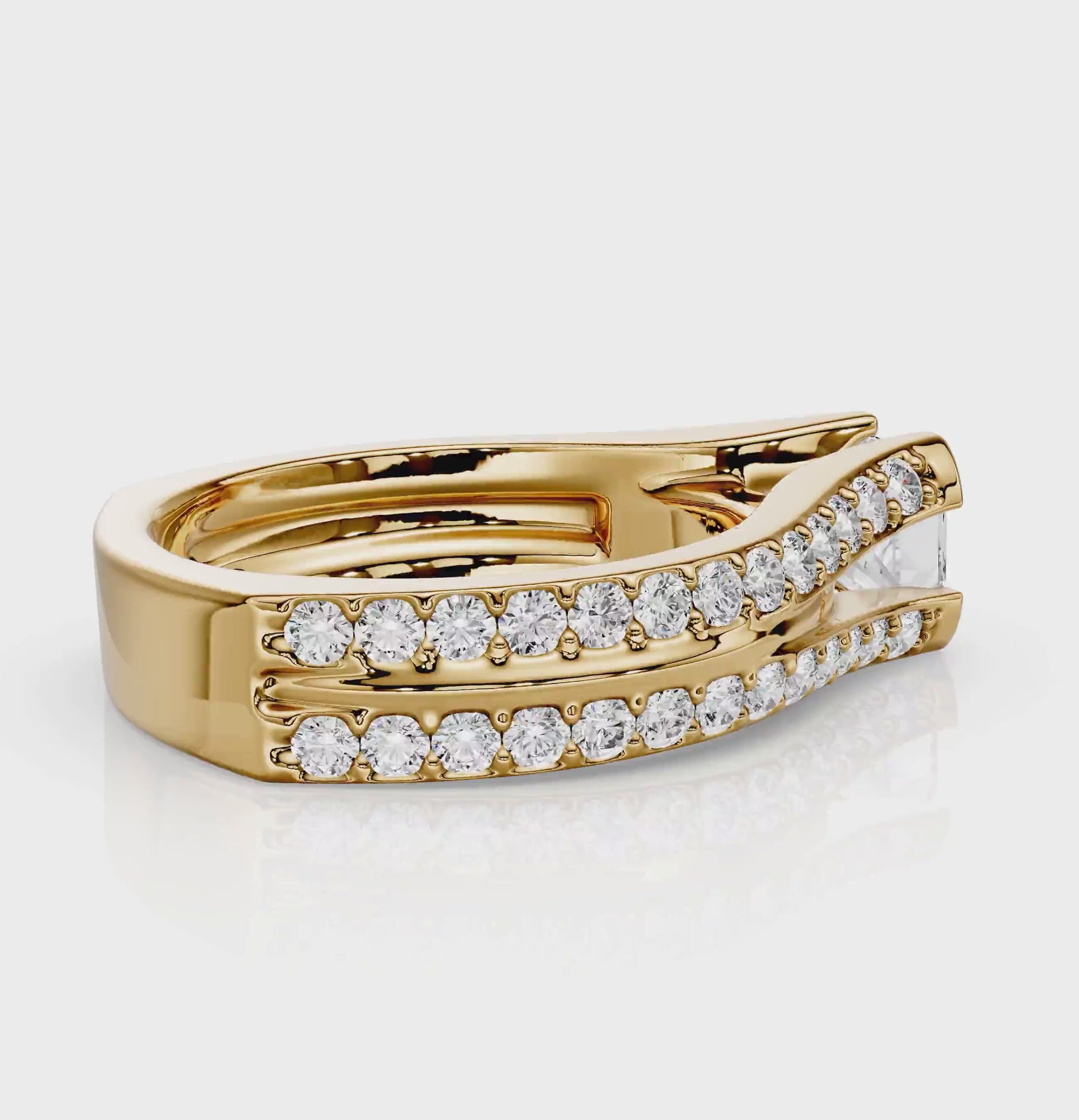 1.35-2.50 CT Princess &amp; Round Cut Natural Diamonds - Engagement Ring