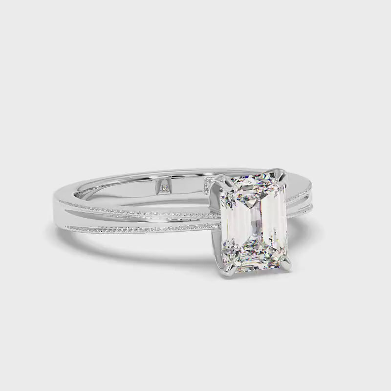 0.50-3.00 CT Emerald Cut Lab Grown Diamonds - Solitaire Ring