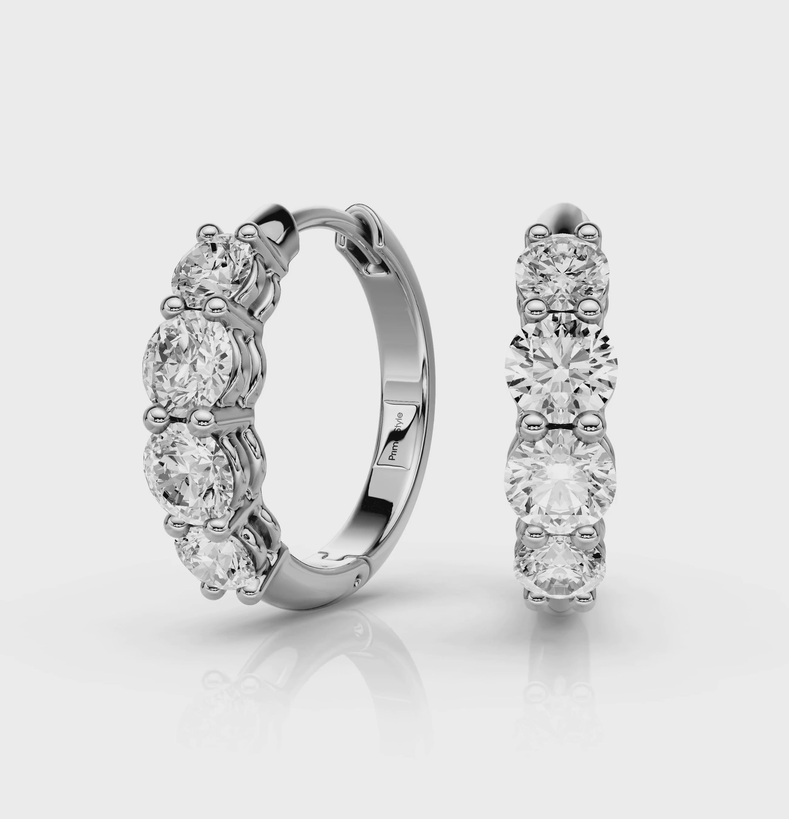 1.60 CT Round Cut Natural Diamonds - Hoop And Drop And Earrings