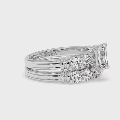 1.75-2.90 CT Round &amp; Emerald Cut Diamonds - Bridal Set
