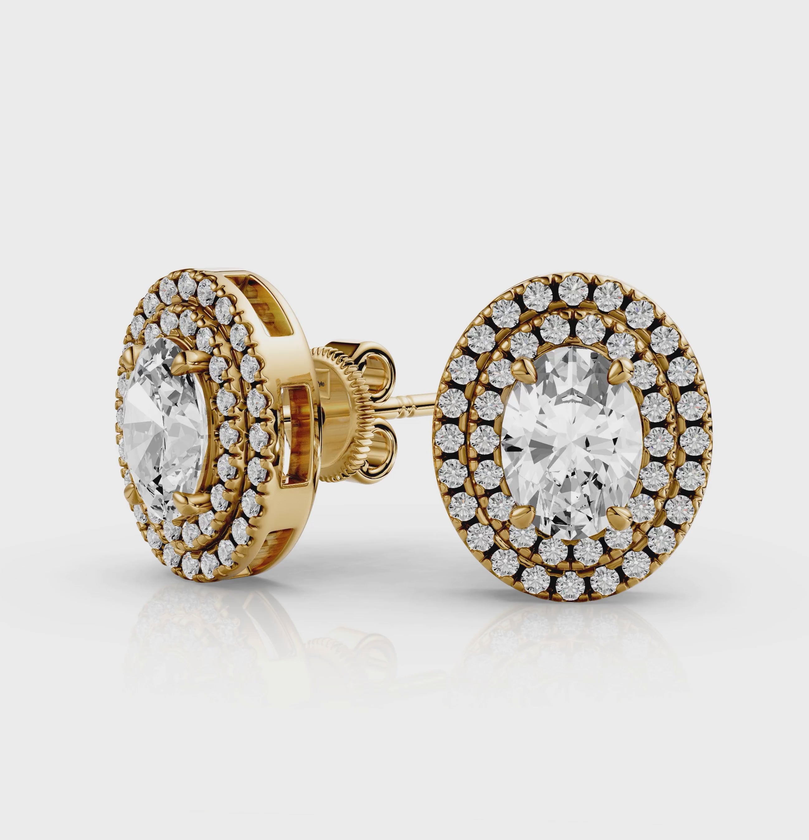 2.00 CT Oval &amp; Round Cut Natural Diamonds - Stud Earrings