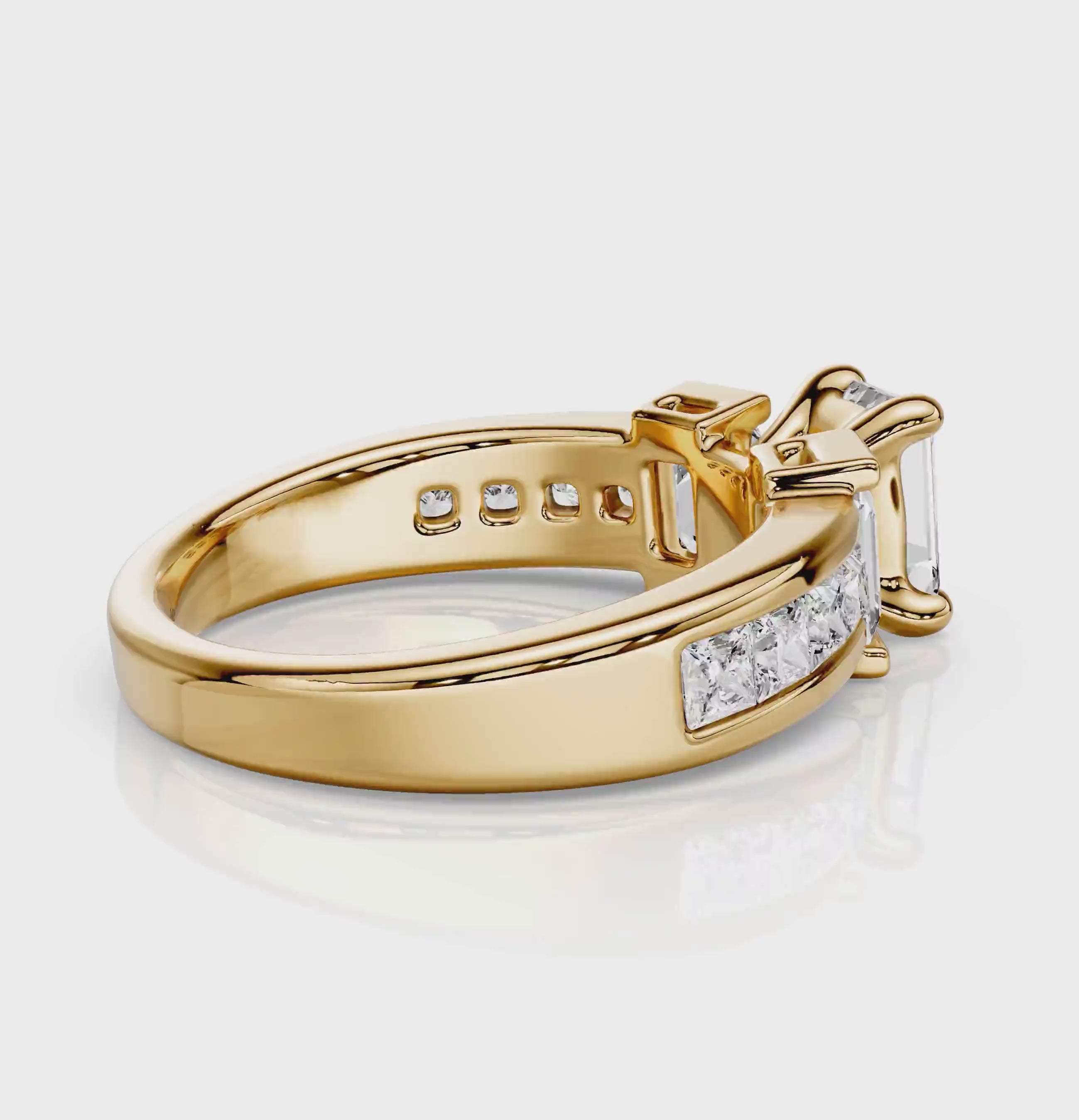 1.65-2.80 CT Emerald &amp; Princess Cut Natural Diamonds - Engagement Ring