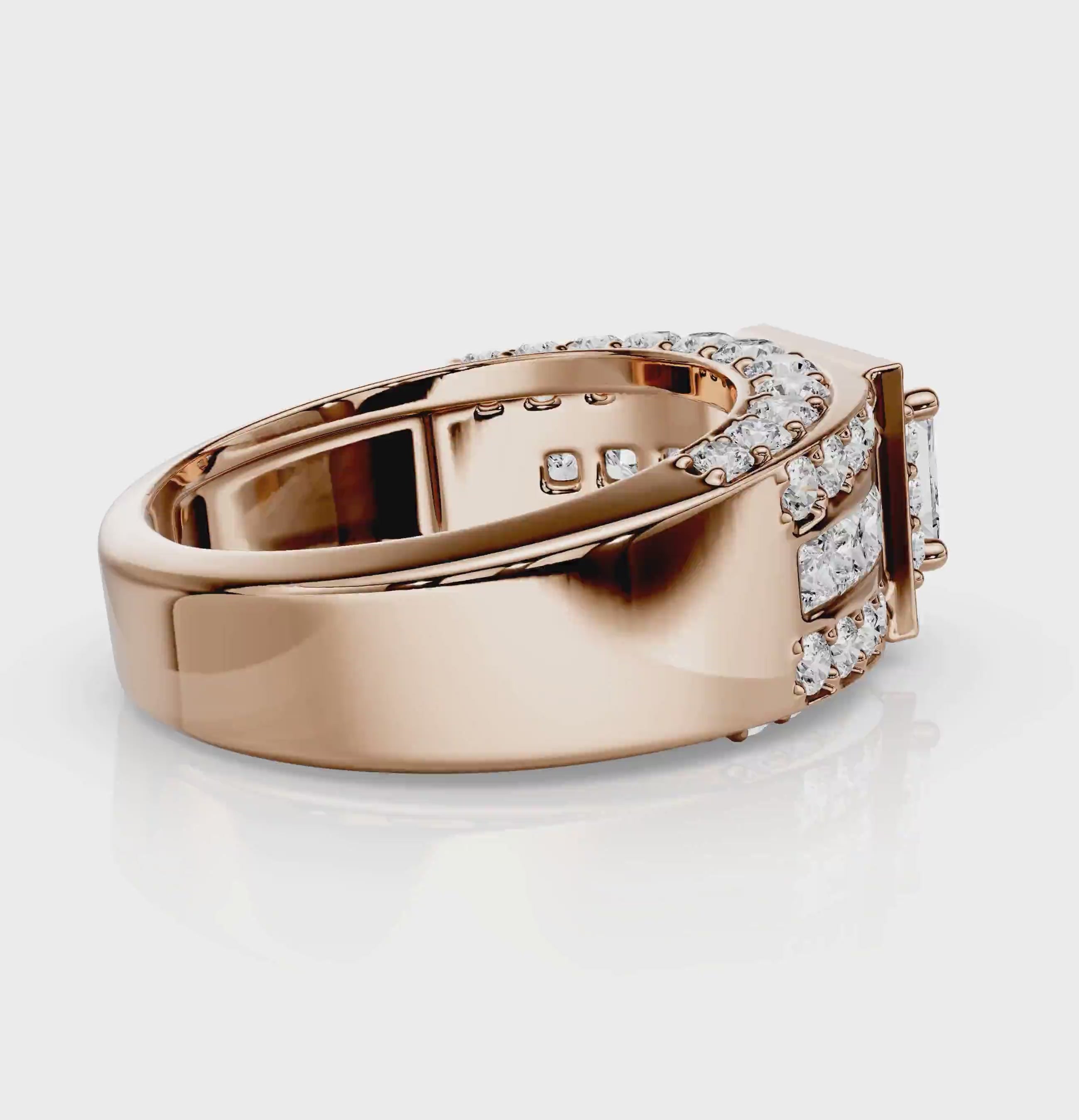 2.80-3.95 CT Princess &amp; Round Cut Natural Diamonds - Engagement Ring