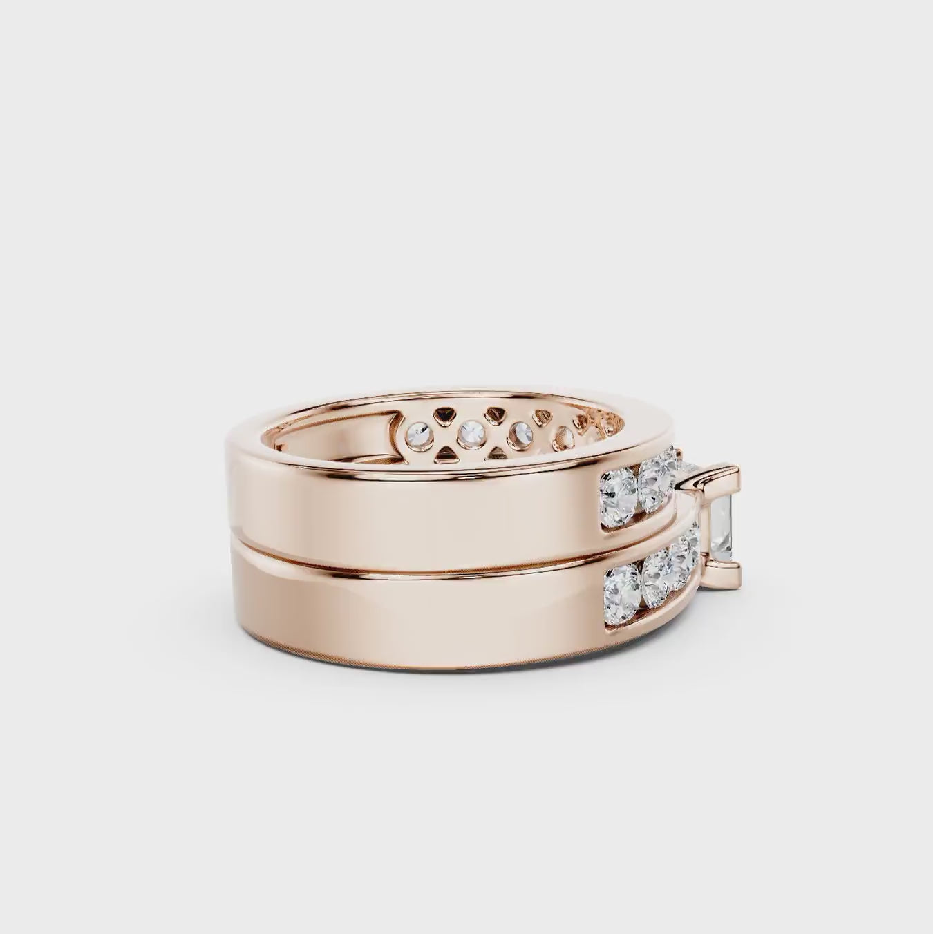 2.10-7.60 CT Princess &amp; Round Cut Diamonds - Bridal Set