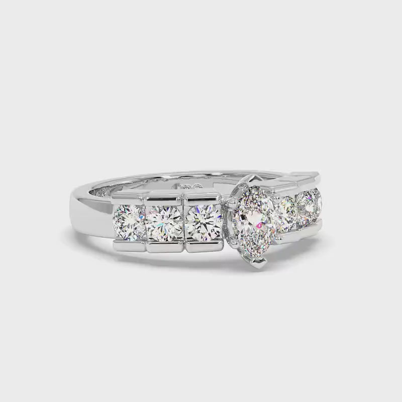 1.35-3.85 CT Round &amp; Marquise Cut Lab Grown Diamonds - Engagement Ring