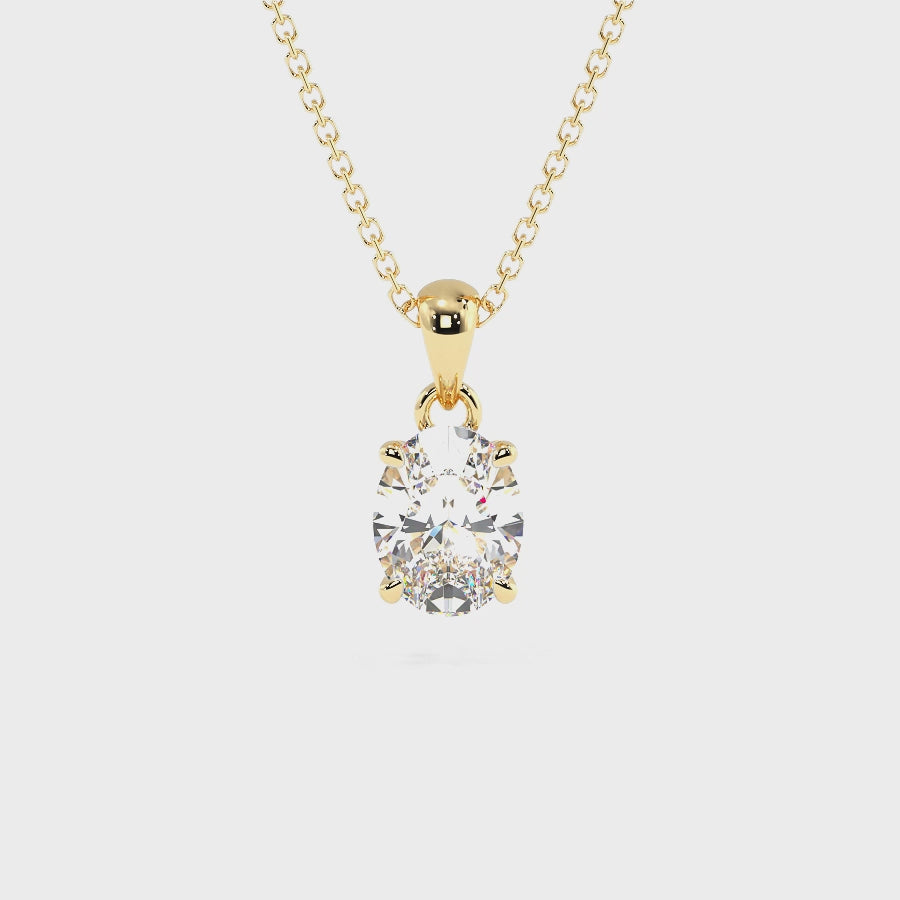 0.50-3.00 CT Oval Cut Lab Grown Diamonds - Solitaire Pendant