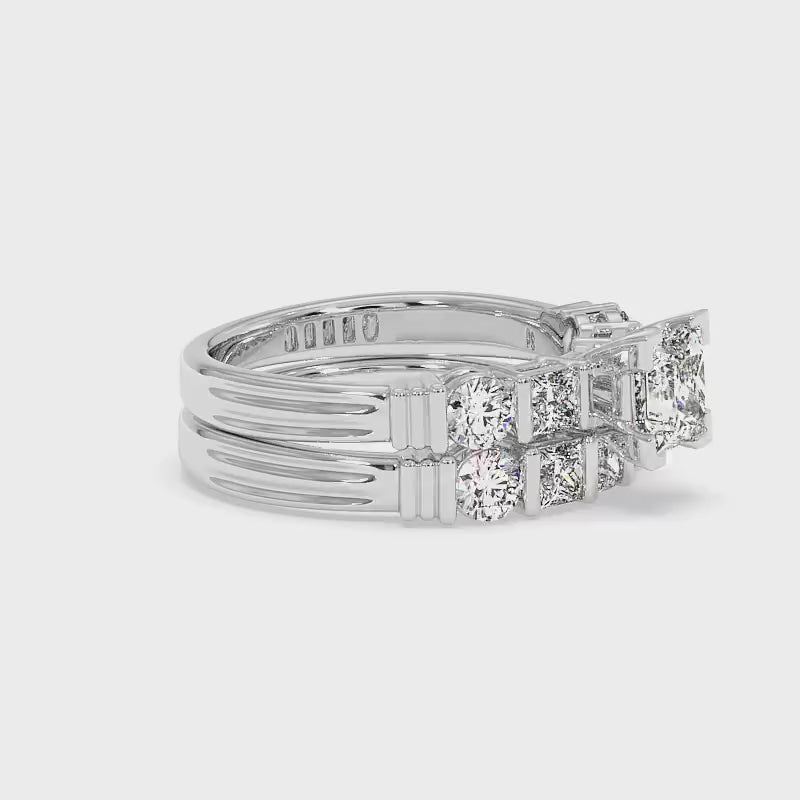 1.90-3.05 CT Round &amp; Princess Cut Diamonds - Bridal Set