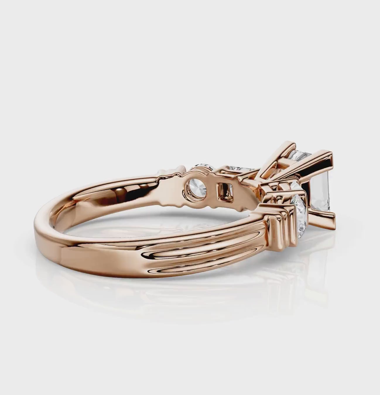 1.05-2.20 CT Princess &amp; Round Cut Natural Diamonds - Engagement Ring