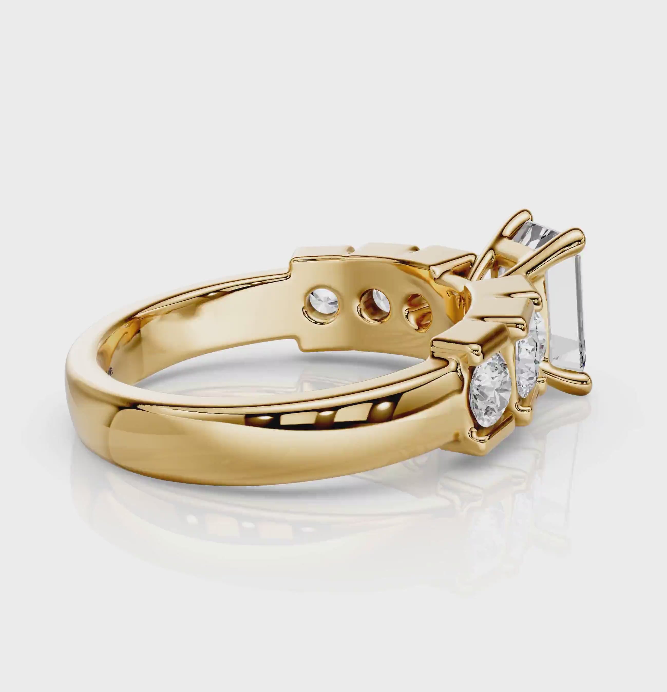 1.20-2.35 CT Princess &amp; Round Cut Natural Diamonds - Engagement Ring