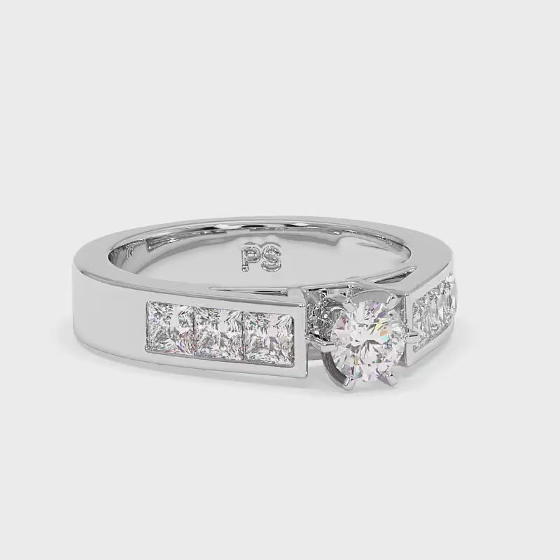 1.55-4.05 CT Princess &amp; Round Cut Lab Grown Diamonds - Engagement Ring