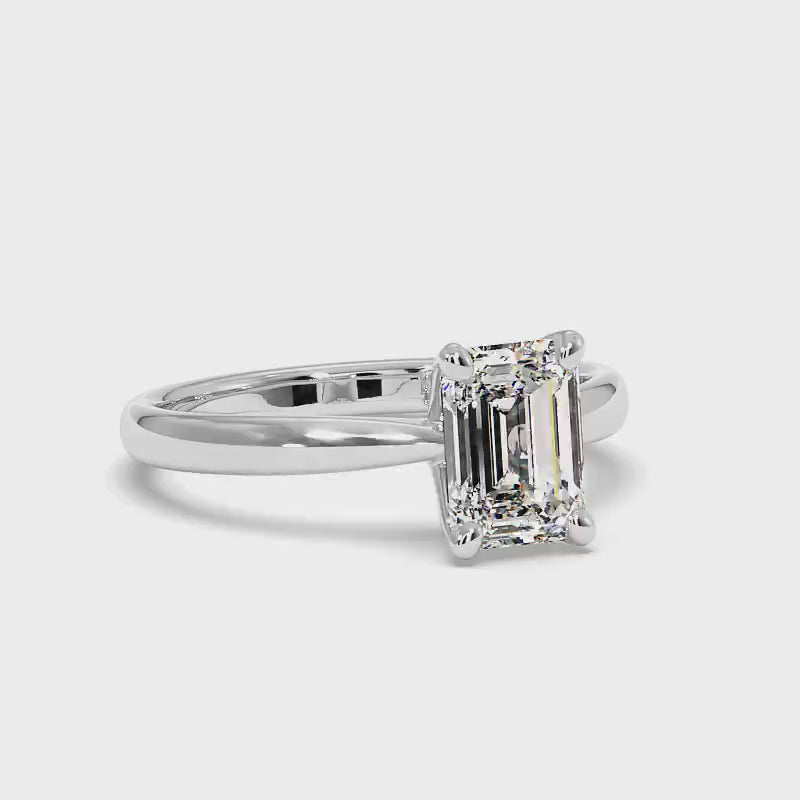 0.50-3.00 CT Emerald Cut Lab Grown Diamonds - Solitaire Ring