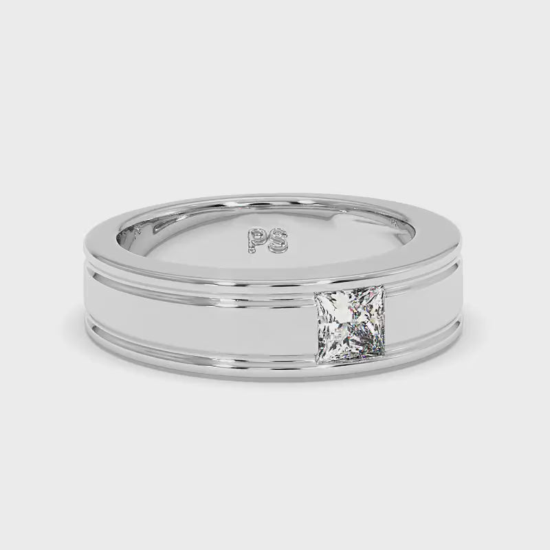 0.65 CT Princess Cut Diamonds - Mens Wedding Band