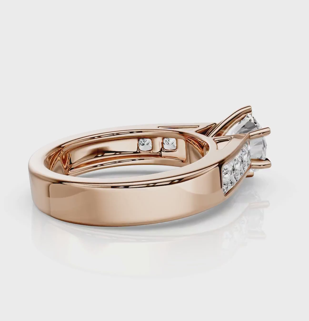 1.40-2.55 CT Princess &amp; Round Cut Natural Diamonds - Engagement Ring