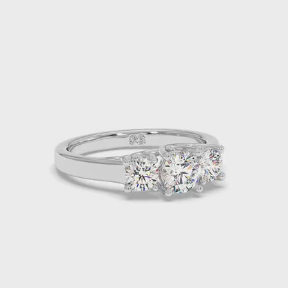 2.05-2.40 CT Round Cut Diamonds - Three Stone Ring