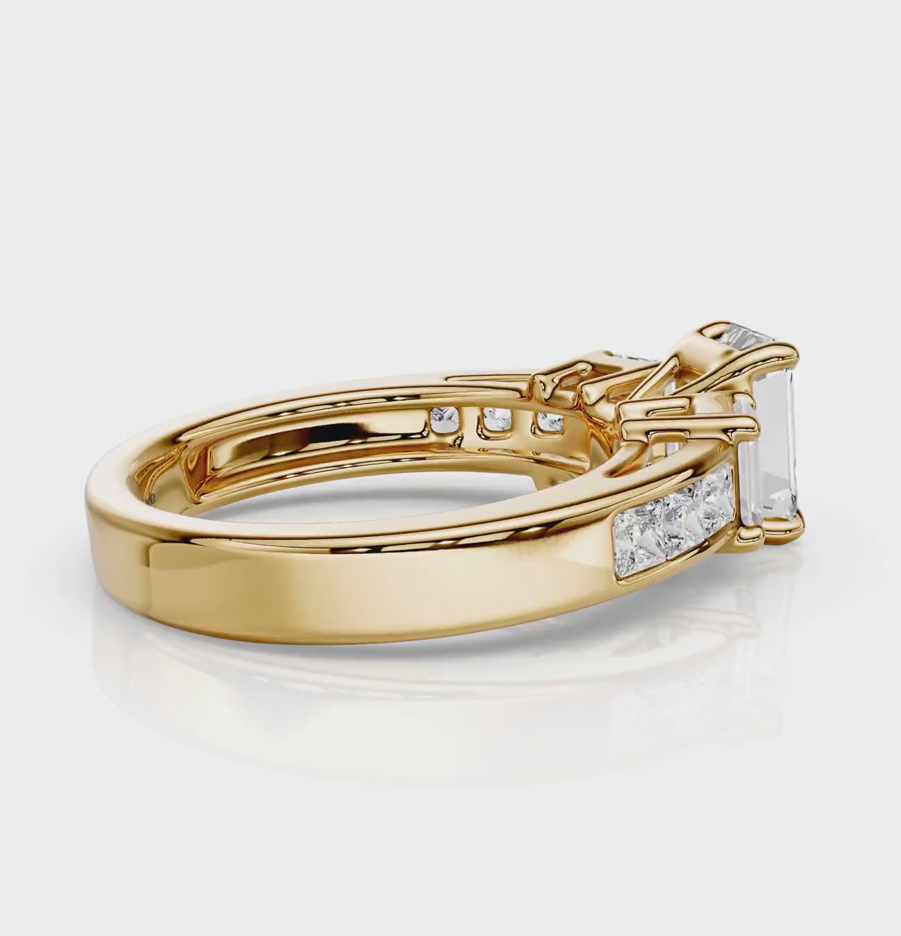 1.55-2.70 CT Emerald &amp; Princess Cut Natural Diamonds - Engagement Ring